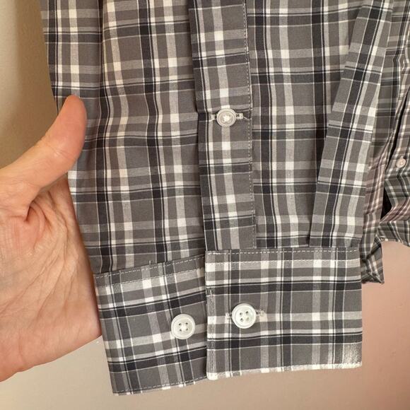 Artefact Long Sleeve Button Up Shirt Gray Plaid Cotton NWOT Size 2XL - Picture 4 of 9